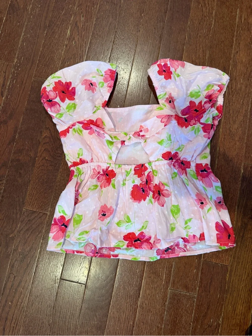 The Children's Place Pink Floral Puff-Sleeve Top